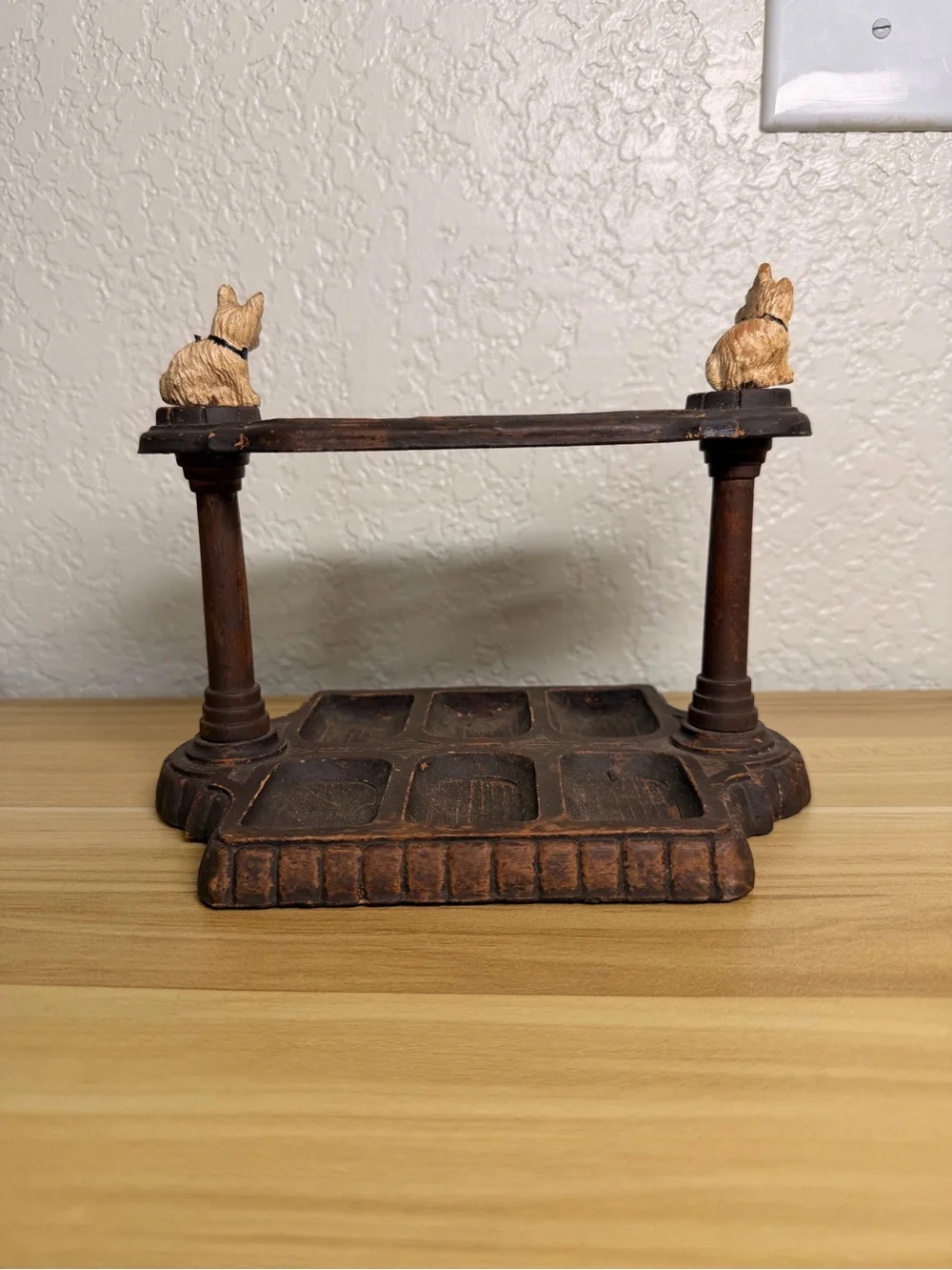 Vintage MCM Syroco Wood Pipe Cigar Holder Scottish Terrier Westie Dogs EUC